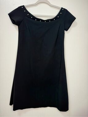 CHIARA BONI Black Stud-Trim Short Sleeve Dress